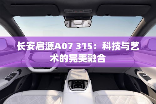 长安启源A07 315：科技与艺术的完美融合