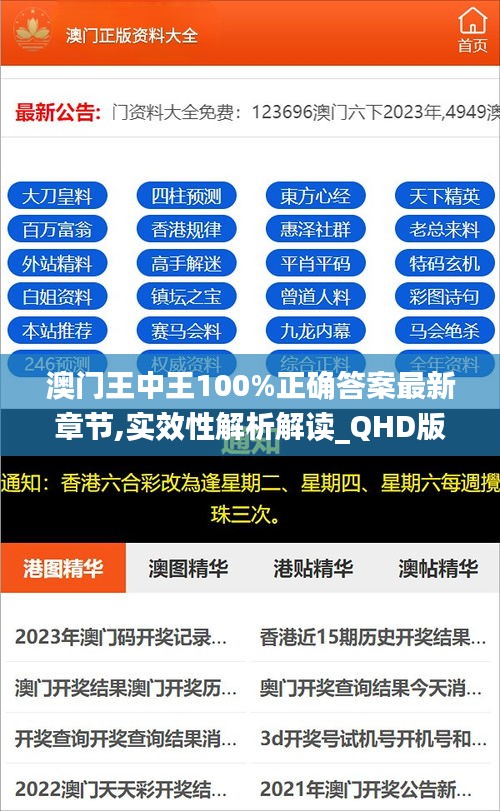 澳门王中王100%正确答案最新章节,实效性解析解读_QHD版10.494