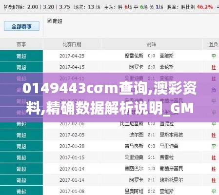 0149443cσm查询,澳彩资料,精确数据解析说明_GM版8.378