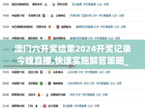 澳门六开奖结果2024开奖记录今晚直播,快速实施解答策略_M版6.766