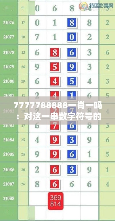7777788888一肖一吗：对这一串数字符号的深度解读