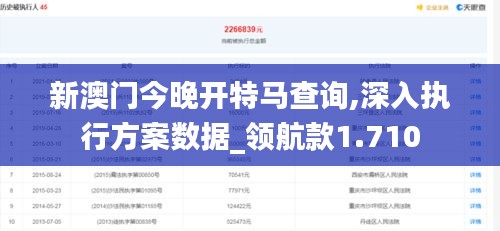 新澳门今晚开特马查询,深入执行方案数据_领航款1.710