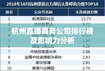 杭州直播商务公司排行榜及影响力分析