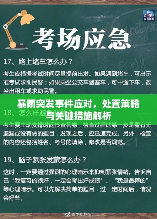 暴雨突发事件应对，处置策略与关键措施解析
