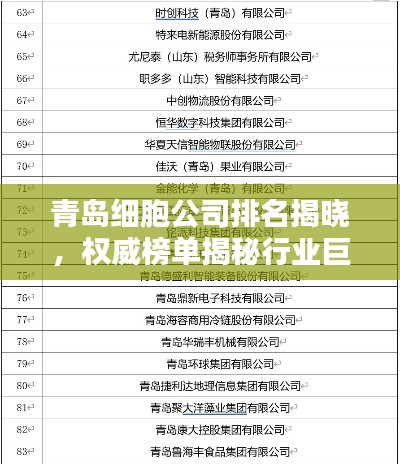 青岛细胞公司排名揭晓，权威榜单揭秘行业巨头