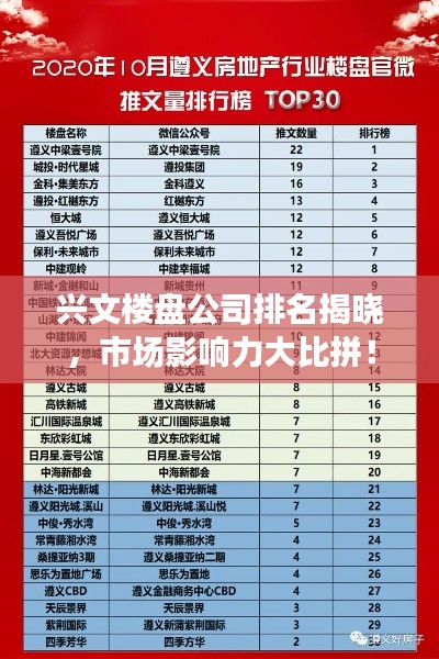 兴文楼盘公司排名揭晓，市场影响力大比拼！
