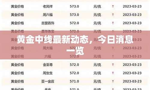 黄金中线最新动态，今日消息一览