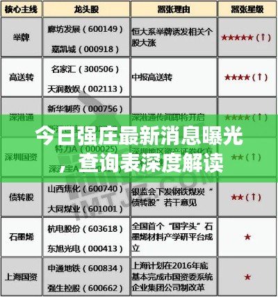 今日强庄最新消息曝光，查询表深度解读