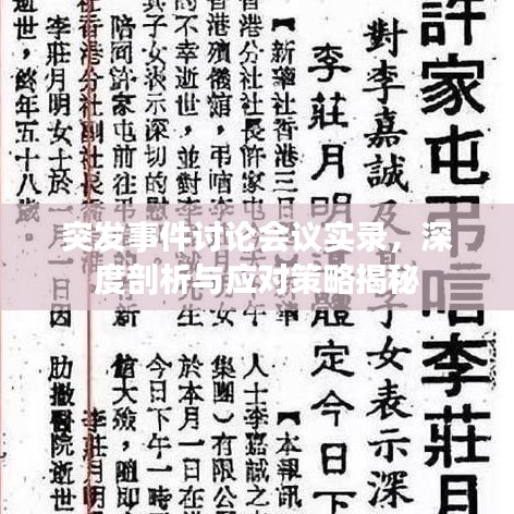 突发事件讨论会议实录，深度剖析与应对策略揭秘