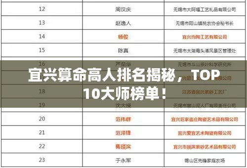 宜兴算命高人排名揭秘，TOP10大师榜单！