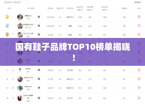 国有鞋子品牌TOP10榜单揭晓！
